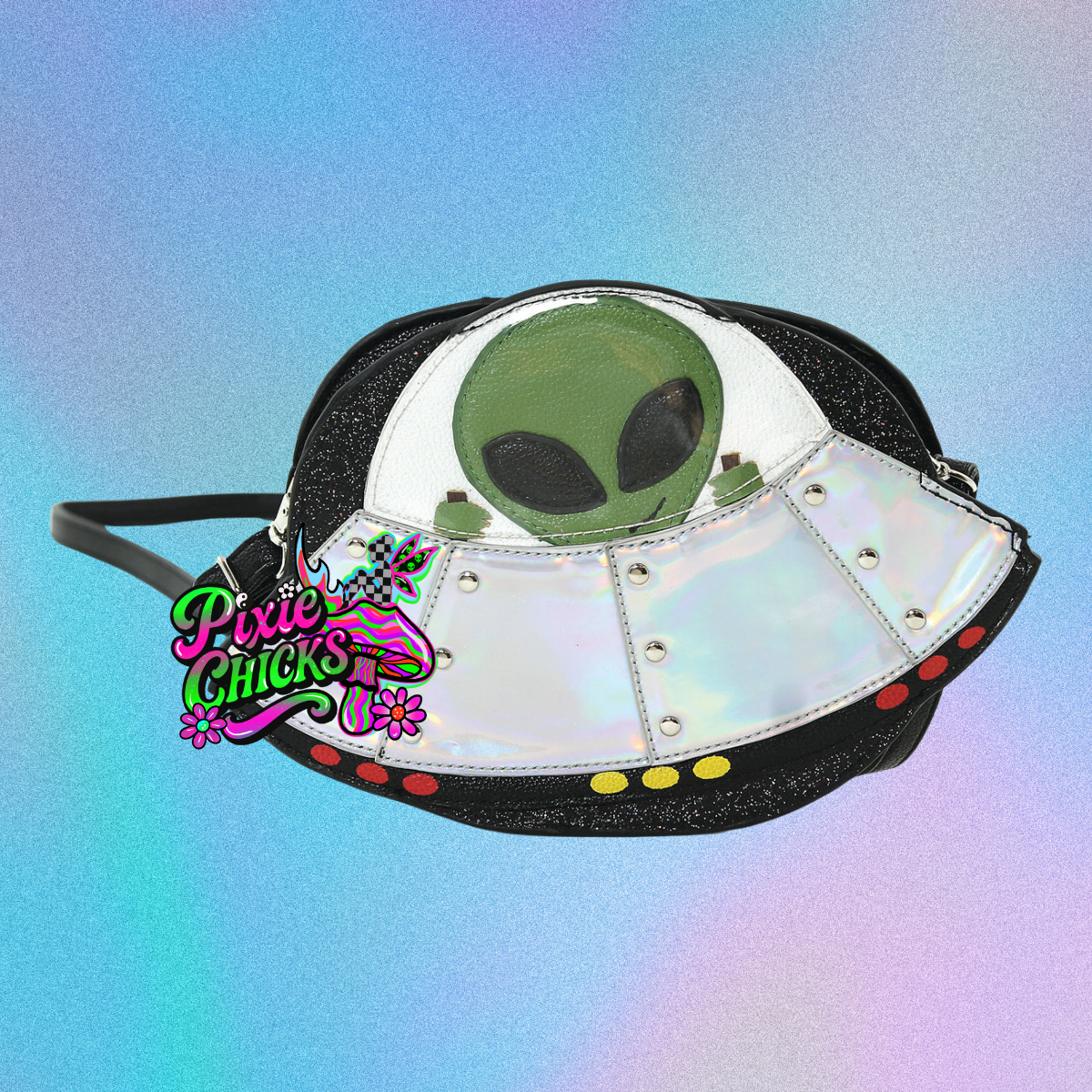 Alien On A Spaceship Shoulder Crossbody