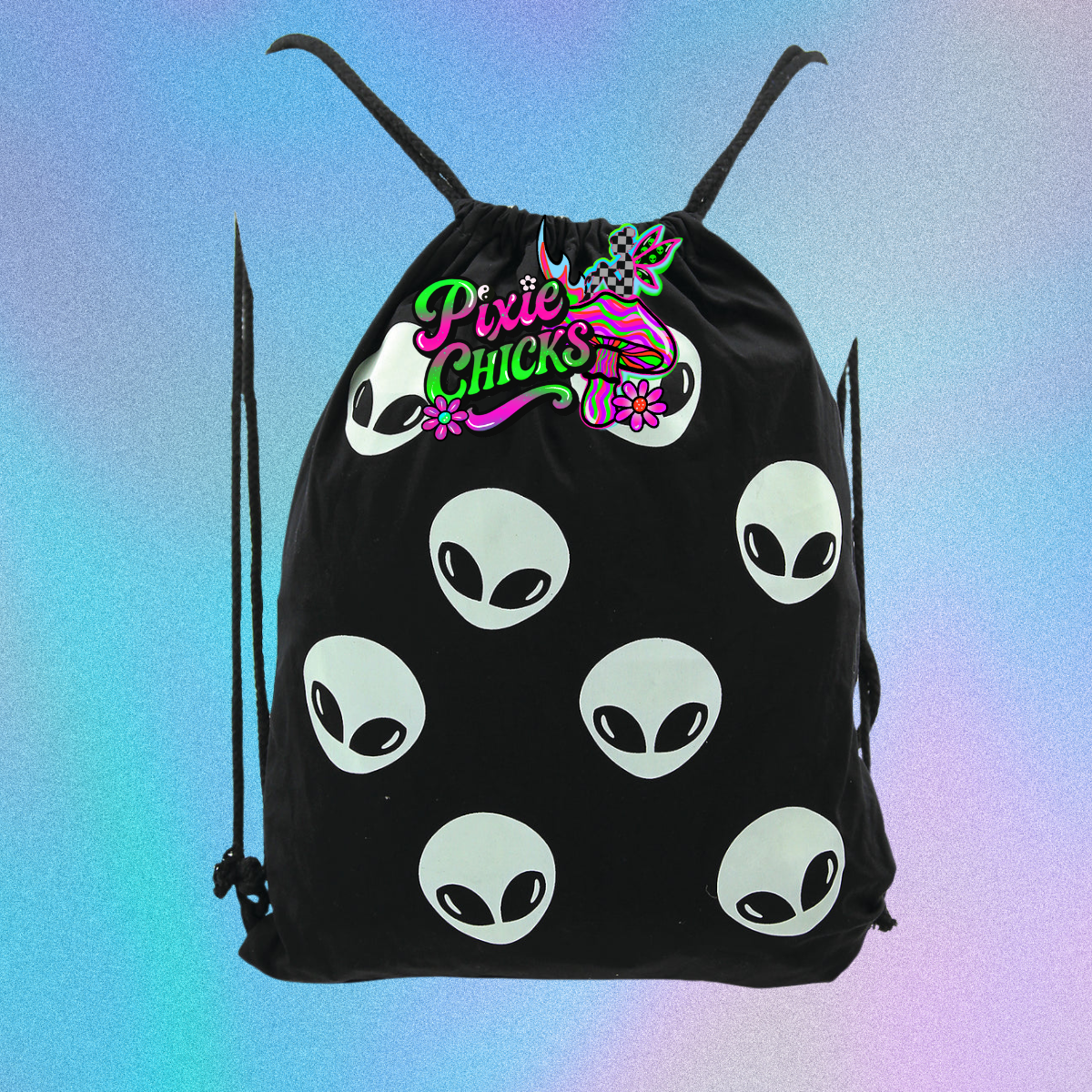 Glow in the Dark Alien Drawstring Backpack