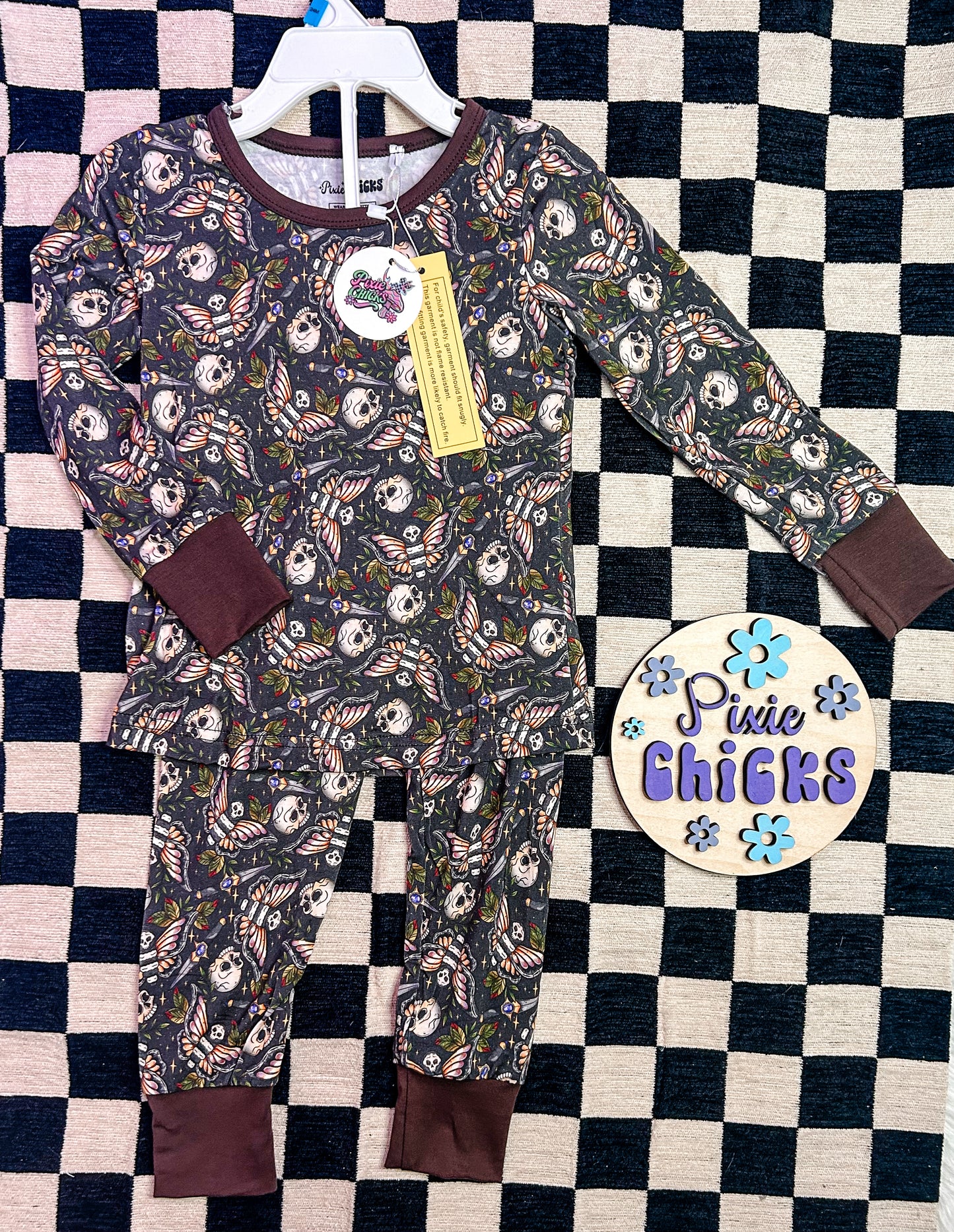 Ghoulish Hawkmoth Bamboo Two Piece Long Set - RTS