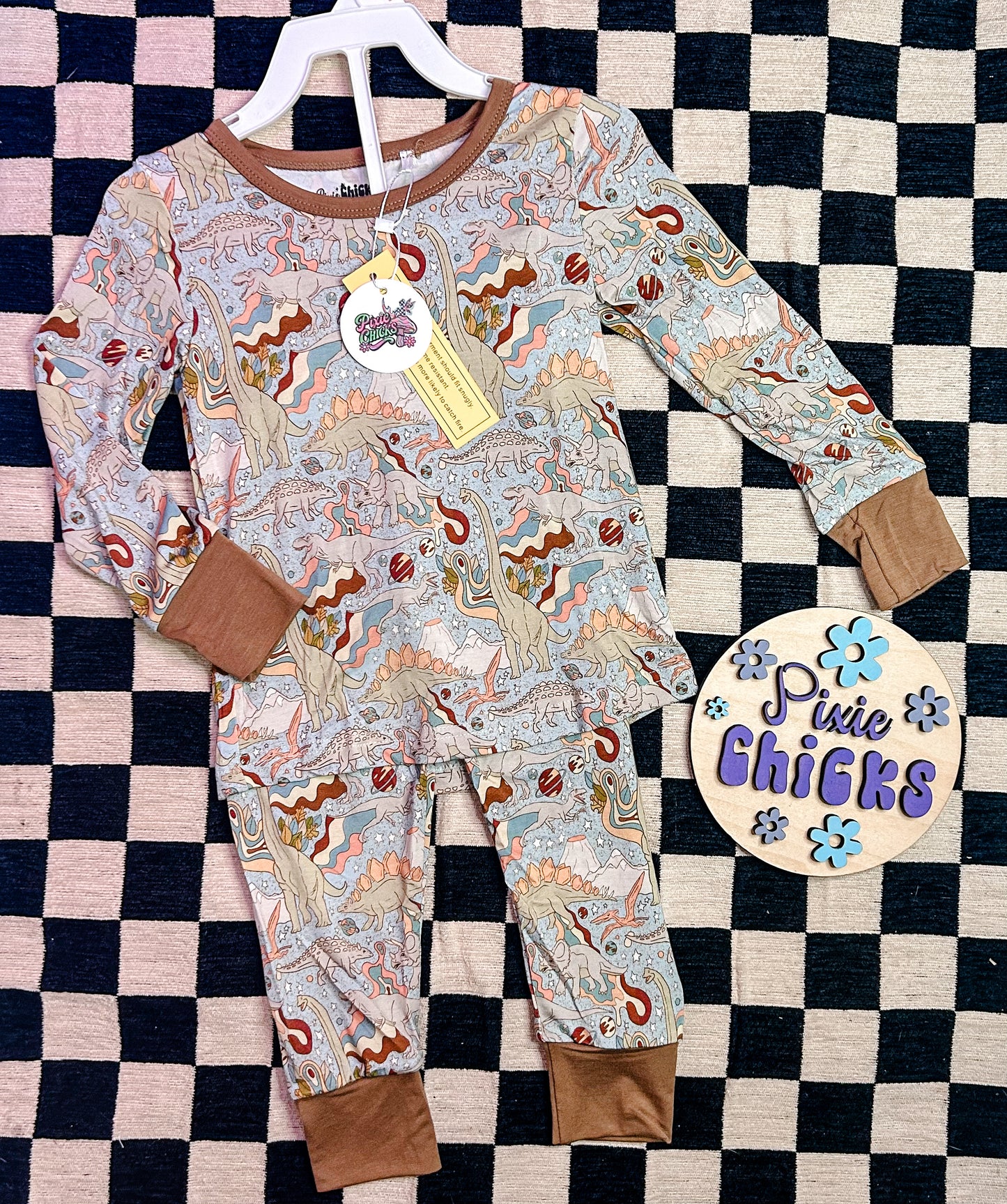 Cosmic Dinos Bamboo Two Piece Long Set - RTS