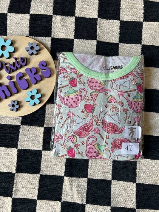 Watermelon Tea - Two Piece Long - 4T - Pixie Bamboo