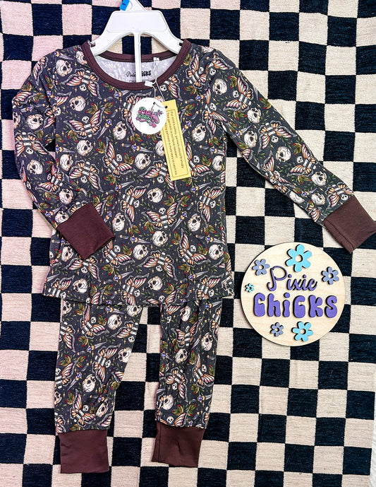 Ghoulish Hawkmoth Bamboo Two Piece Long Set - RTS